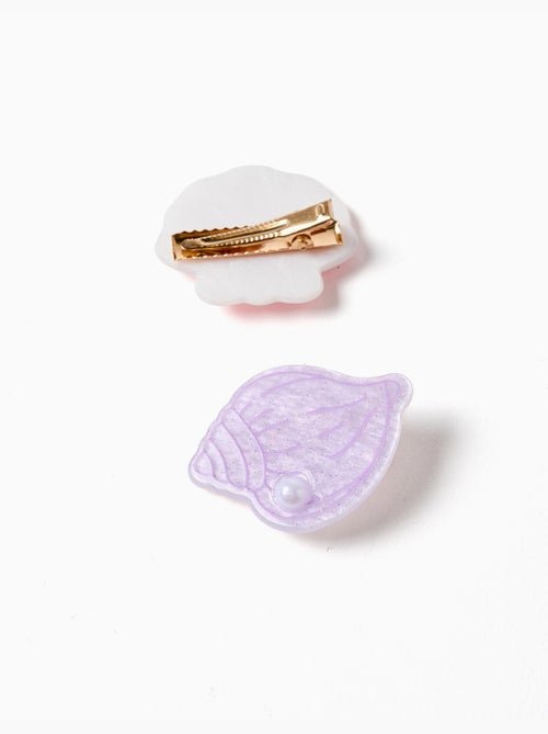 Lot de 2 pinces à cheveux avec coquillages et perles - Kiabi