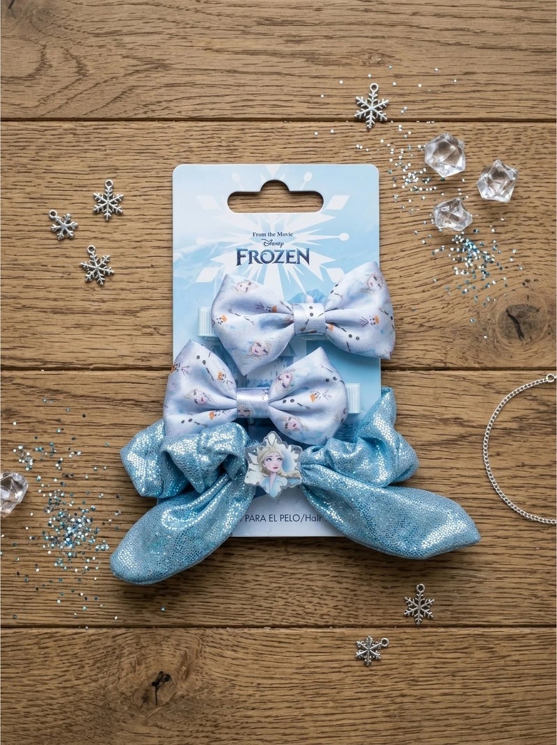 Lot de 2 pinces à cheveux avec élastique Frozen Disney Bleu - Kiabi