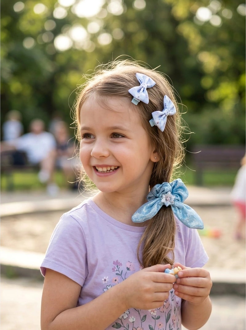 Lot de 2 pinces à cheveux avec élastique Frozen Disney Bleu - Kiabi