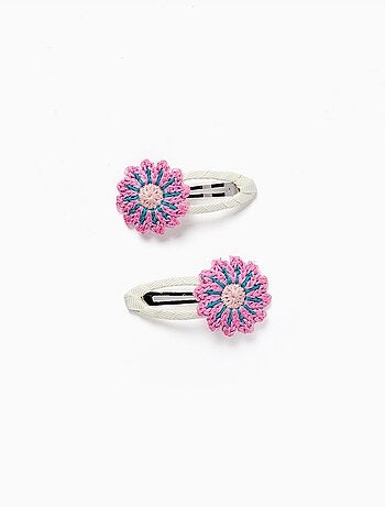 Lot de 2 pinces à cheveux avec fleurs au crochet