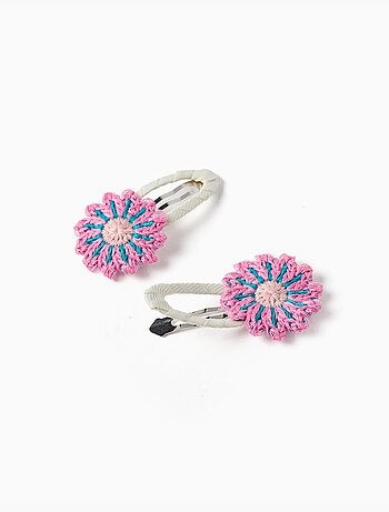 Lot de 2 pinces à cheveux avec fleurs au crochet