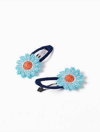 Lot de 2 pinces à cheveux avec fleurs au crochet