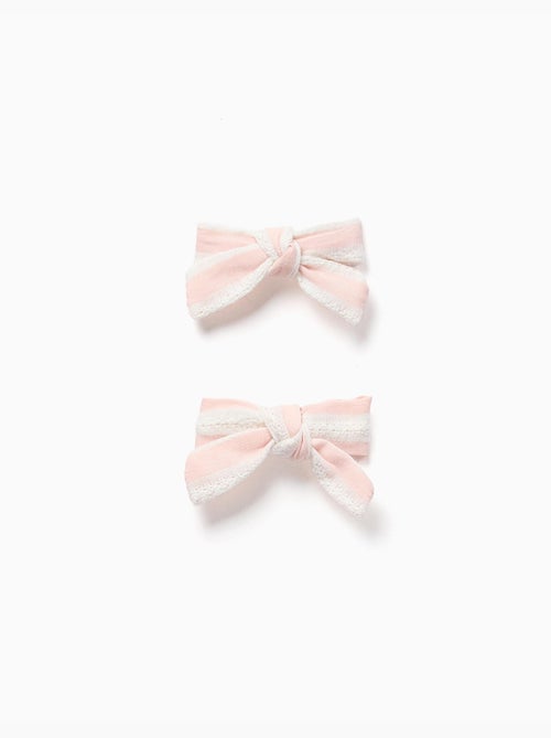 Lot de 2 pinces à cheveux avec nœud rayé - Kiabi