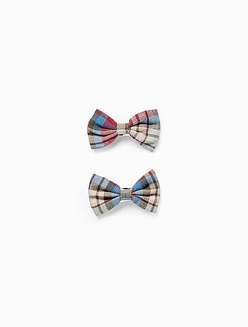 Lot de 2 Pinces à Cheveux avec Nœuds à Carreaux Brothers & Sisters
