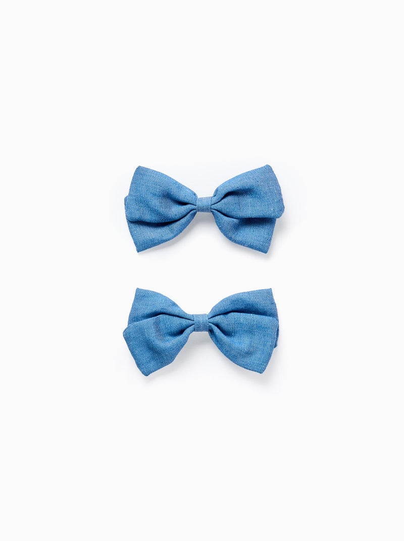 Lot de 2 Pinces à Cheveux avec Nœuds en denim Bleu - Kiabi