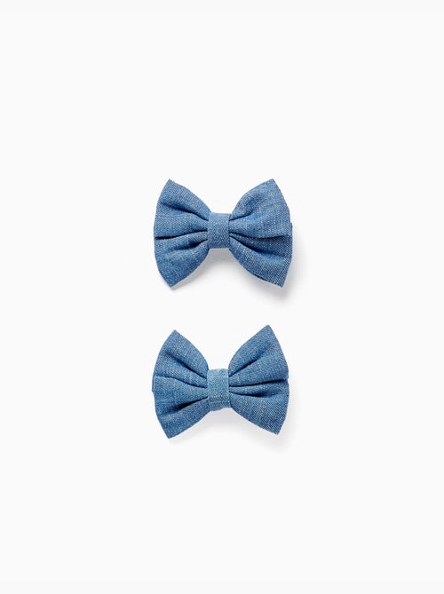 Lot de 2 pinces à cheveux avec nœuds en jean - Kiabi