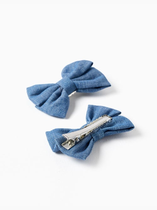 Lot de 2 pinces à cheveux avec nœuds en jean - Kiabi