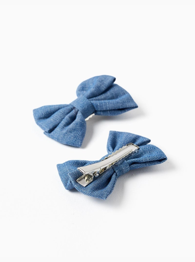 Lot de 2 pinces à cheveux avec nœuds en jean Bleu Bleu - Kiabi