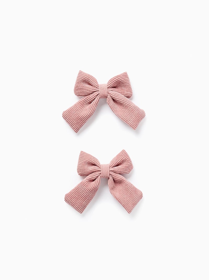 Lot de 2 Pinces à Cheveux avec Nœuds en Velours Côtelé Rose - Kiabi