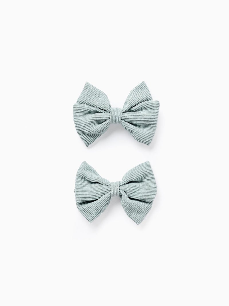 Lot de 2 Pinces à Cheveux avec Nœuds en Velours Côtelé Vert - Kiabi