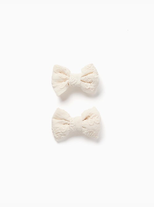 Lot de 2 pinces à cheveux avec nœuds et broderie - Kiabi
