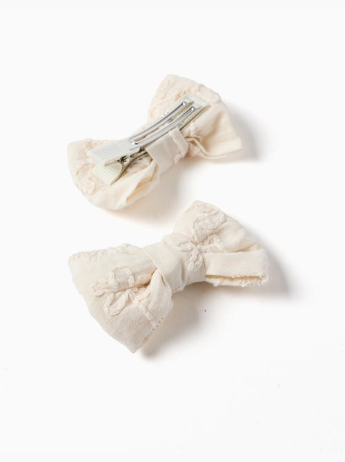 Lot de 2 pinces à cheveux avec nœuds et broderie - Kiabi