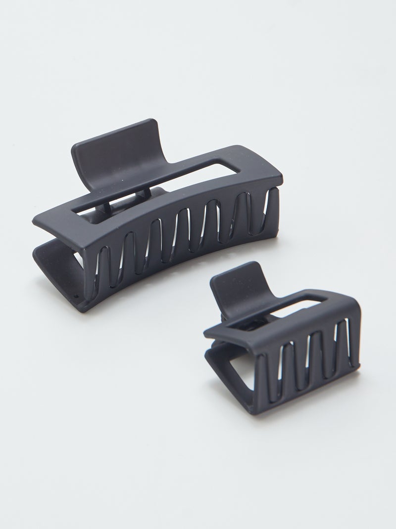 Lot de 2 pinces crabe ettet mat Noir - Kiabi