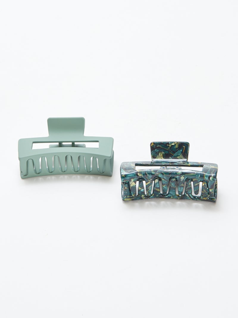 Lot de 2 pinces crabe forme rectangle Vert - Kiabi