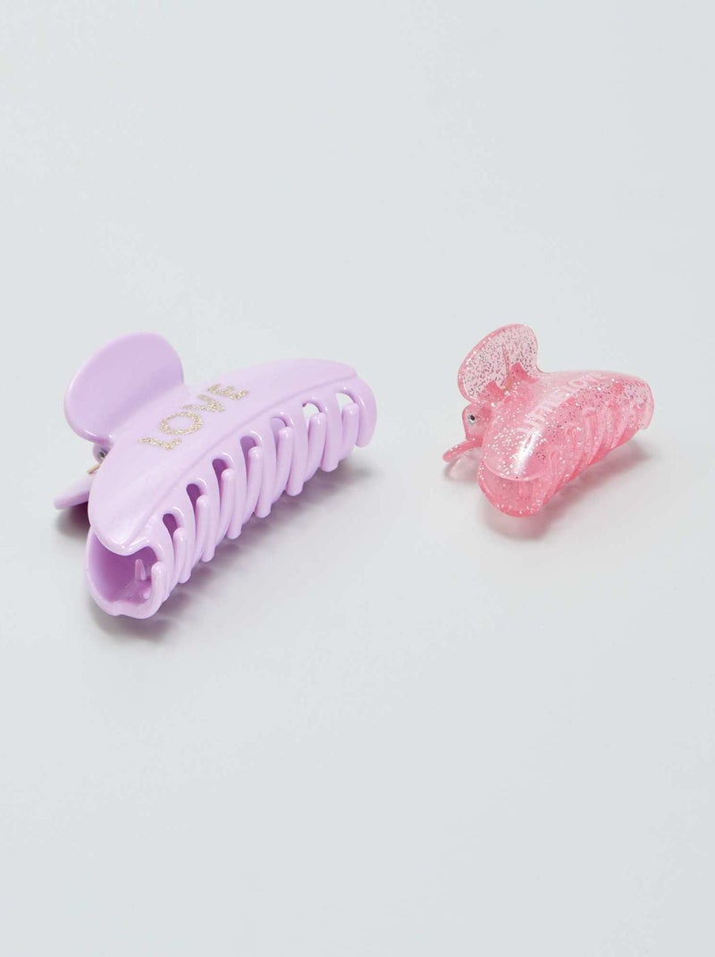 Lot de 2 pinces crabe Violet/rose - Kiabi