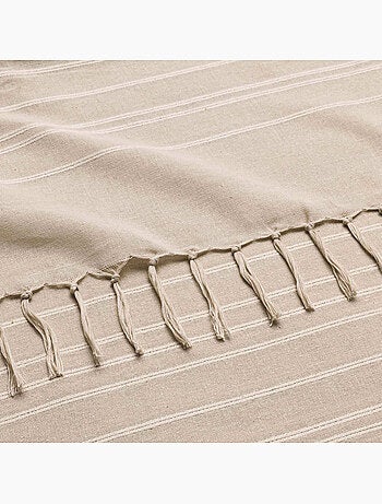 Lot de 2 plaids lilia 180 x 220 cm – 100 % coton – plaid à franges beige