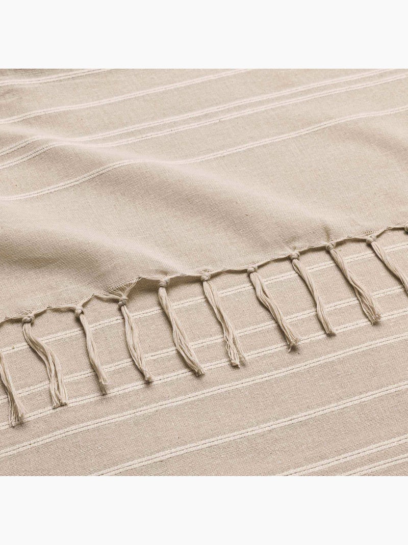 Lot de 2 plaids lilia 180 x 220 cm – 100 % coton – plaid à franges beige Beige - Kiabi