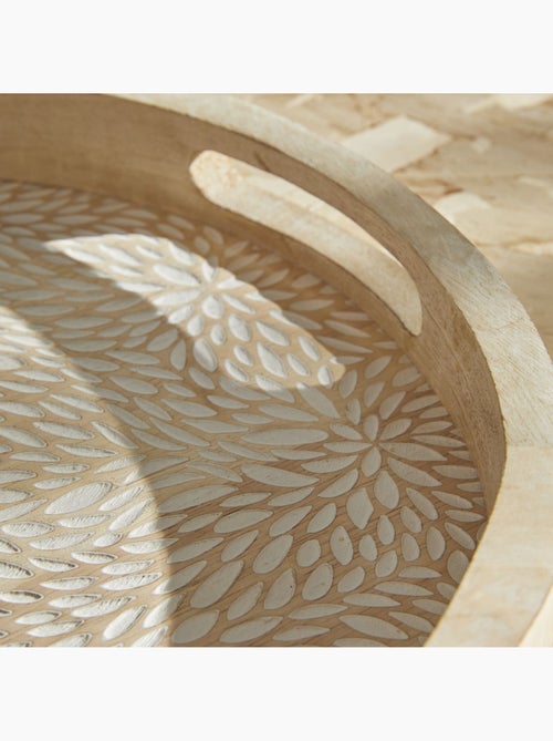 Lot de 2 plateaux arrondis motif devant bois MANGO WOOD - Kiabi