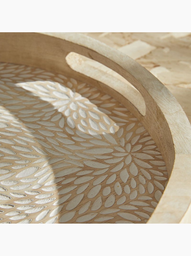 Lot de 2 plateaux arrondis motif devant bois MANGO WOOD Beige - Kiabi