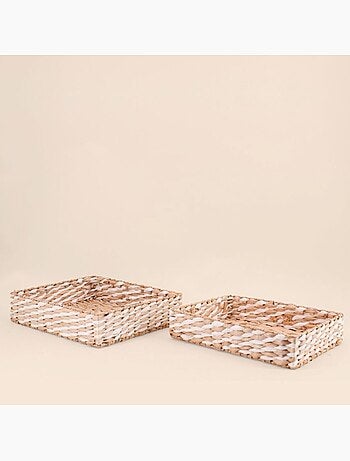 Lot de 2 plateaux naturels bicolores