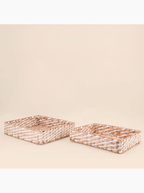 Lot de 2 plateaux naturels bicolores - Kiabi