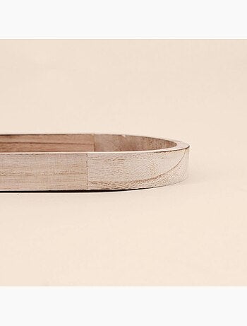 Lot de 2 plateaux ovales en bois et rotin