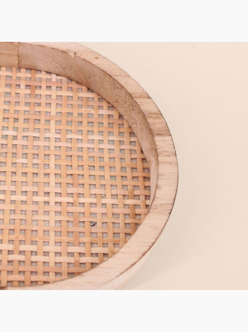 Lot de 2 plateaux ovales en bois et rotin Beige - Kiabi