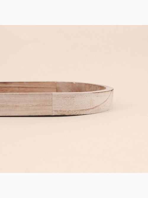 Lot de 2 plateaux ovales en bois et rotin - Kiabi