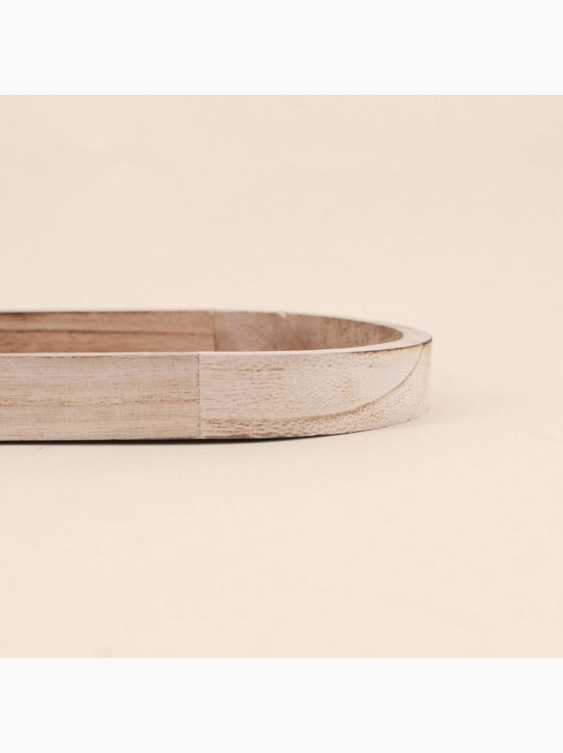Lot de 2 plateaux ovales en bois et rotin Beige - Kiabi