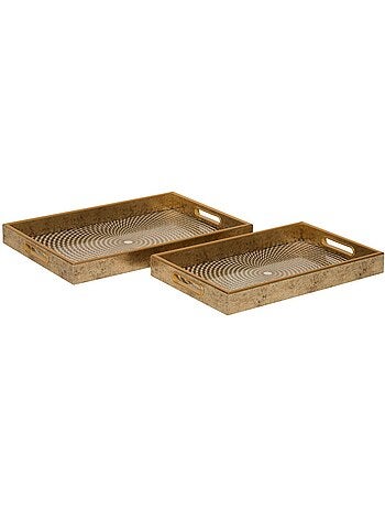 Lot de 2 plateaux rectangulaires en verre ELYA