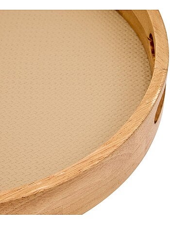 Lot de 2 plateaux ronds en bois d'hévéa bonie