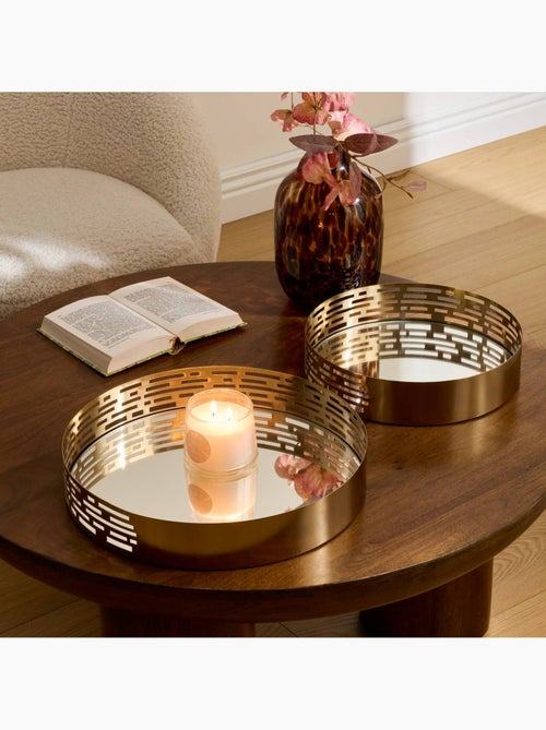 Lot de 2 plateaux ronds en métal et verre taymy - Kiabi Lot de 2 plateaux ronds en métal et verre taymy - Kiabi