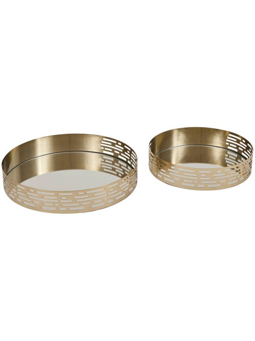 Lot de 2 plateaux ronds en métal et verre taymy - Kiabi Lot de 2 plateaux ronds en métal et verre taymy - Kiabi