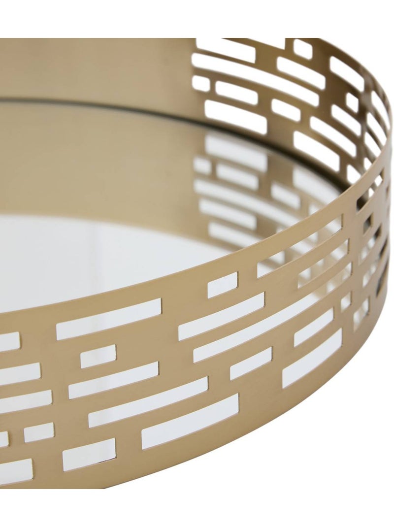 Lot de 2 plateaux ronds en métal et verre taymy Doré - Kiabi