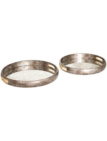 Lot de 2 plateaux ronds en verre ZORA