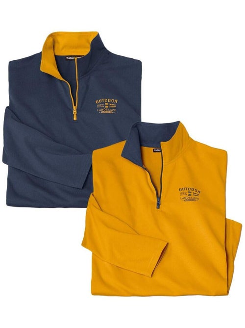 Lot de 2 Polos Col Zippé  - ATLAS FOR MEN - Kiabi