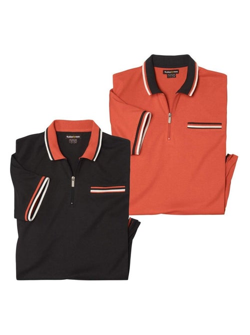Lot de 2 Polos Col Zippé   - ATLAS FOR MEN - Kiabi