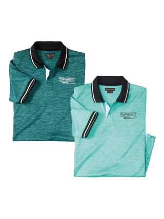 Lot de 2 Polos Effet Flammé  - ATLAS FOR MEN