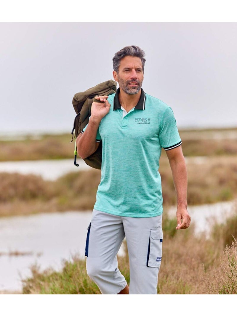 Lot de 2 Polos Effet Flammé  - ATLAS FOR MEN Bleu Vert - Kiabi