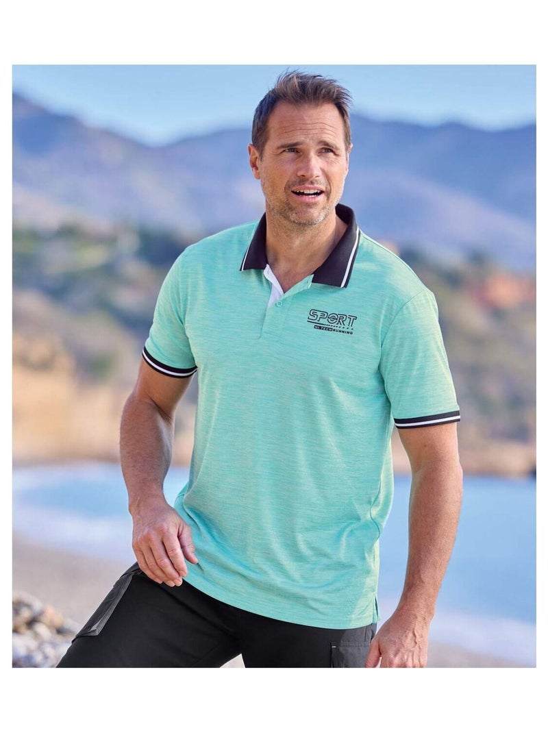 Lot de 2 Polos Effet Flammé  - ATLAS FOR MEN Bleu Vert - Kiabi