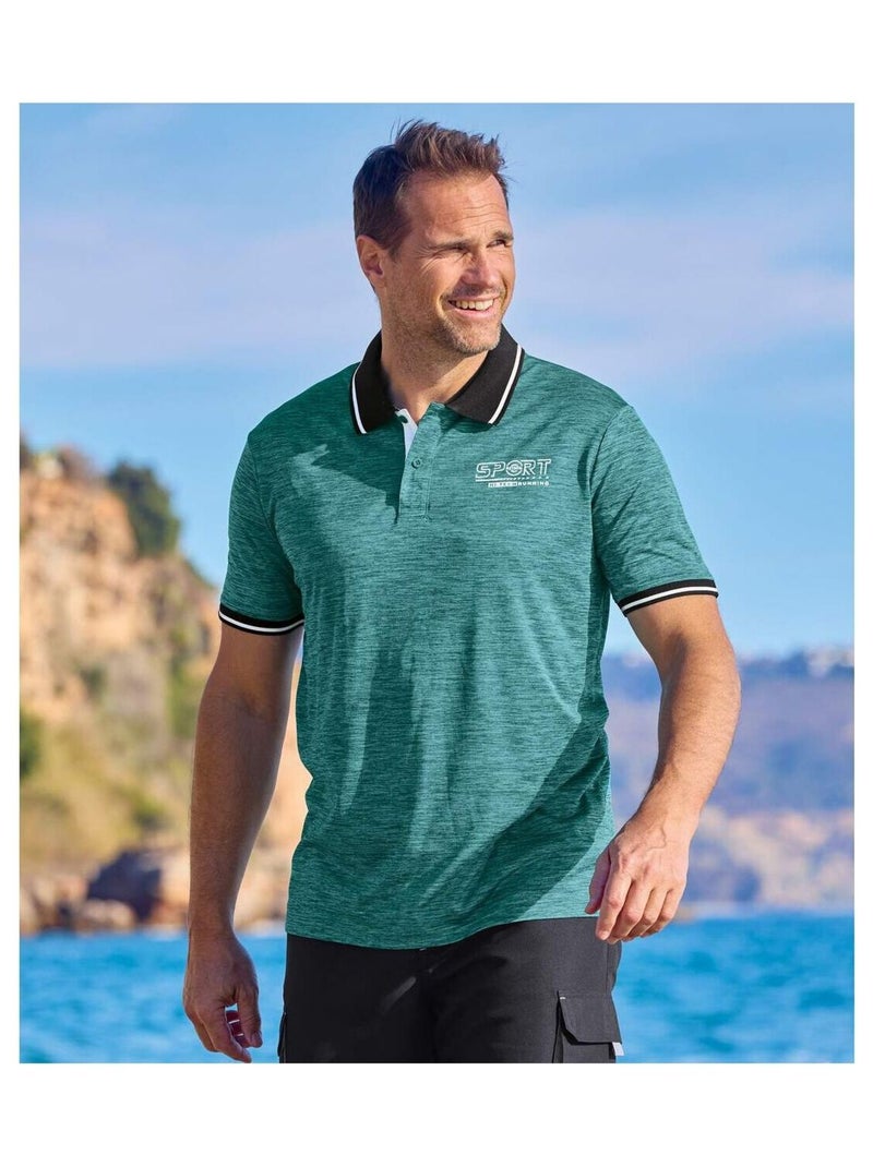 Lot de 2 Polos Effet Flammé  - ATLAS FOR MEN Bleu Vert - Kiabi