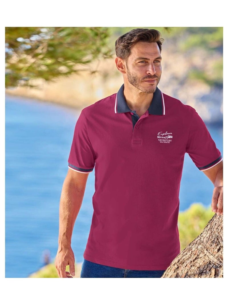 Lot de 2 Polos Explorer   - ATLAS FOR MEN Bleu Violet - Kiabi