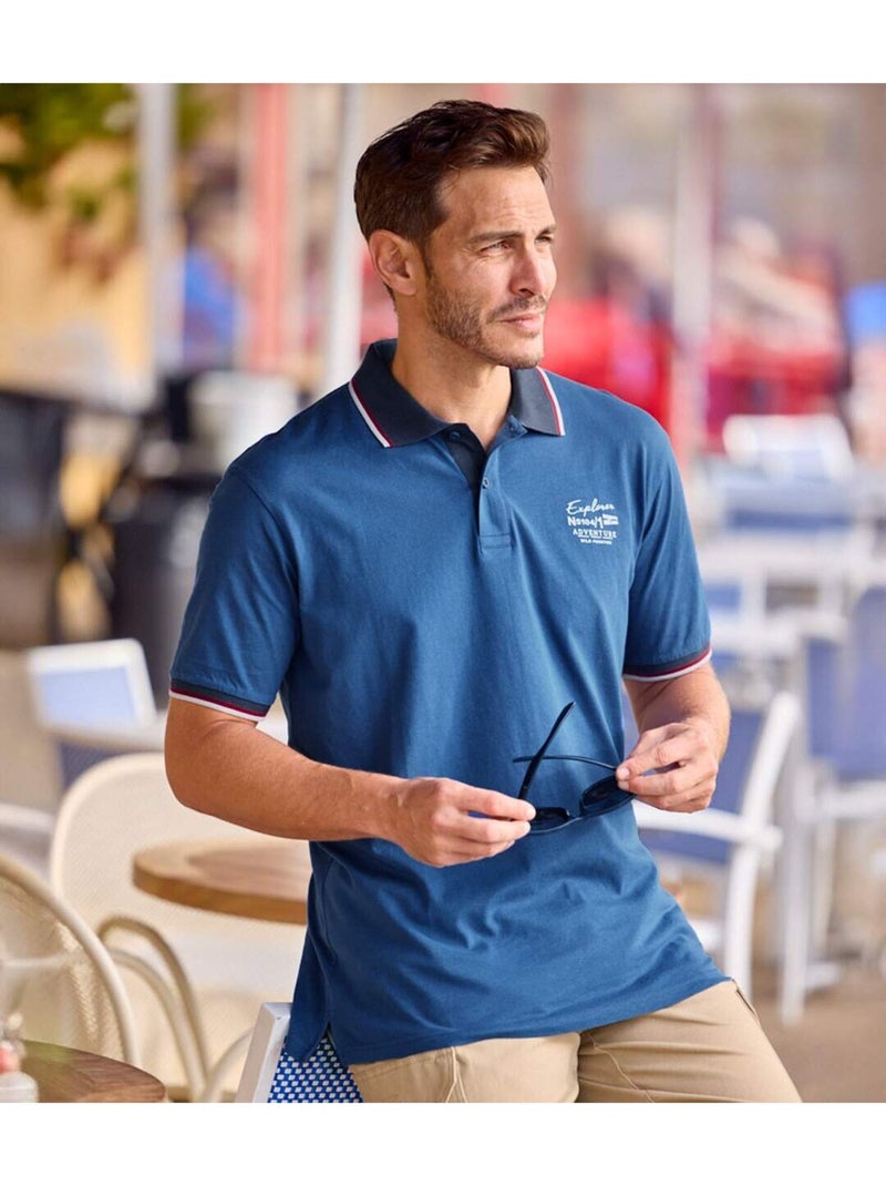Lot de 2 Polos Explorer   - ATLAS FOR MEN Bleu Violet - Kiabi