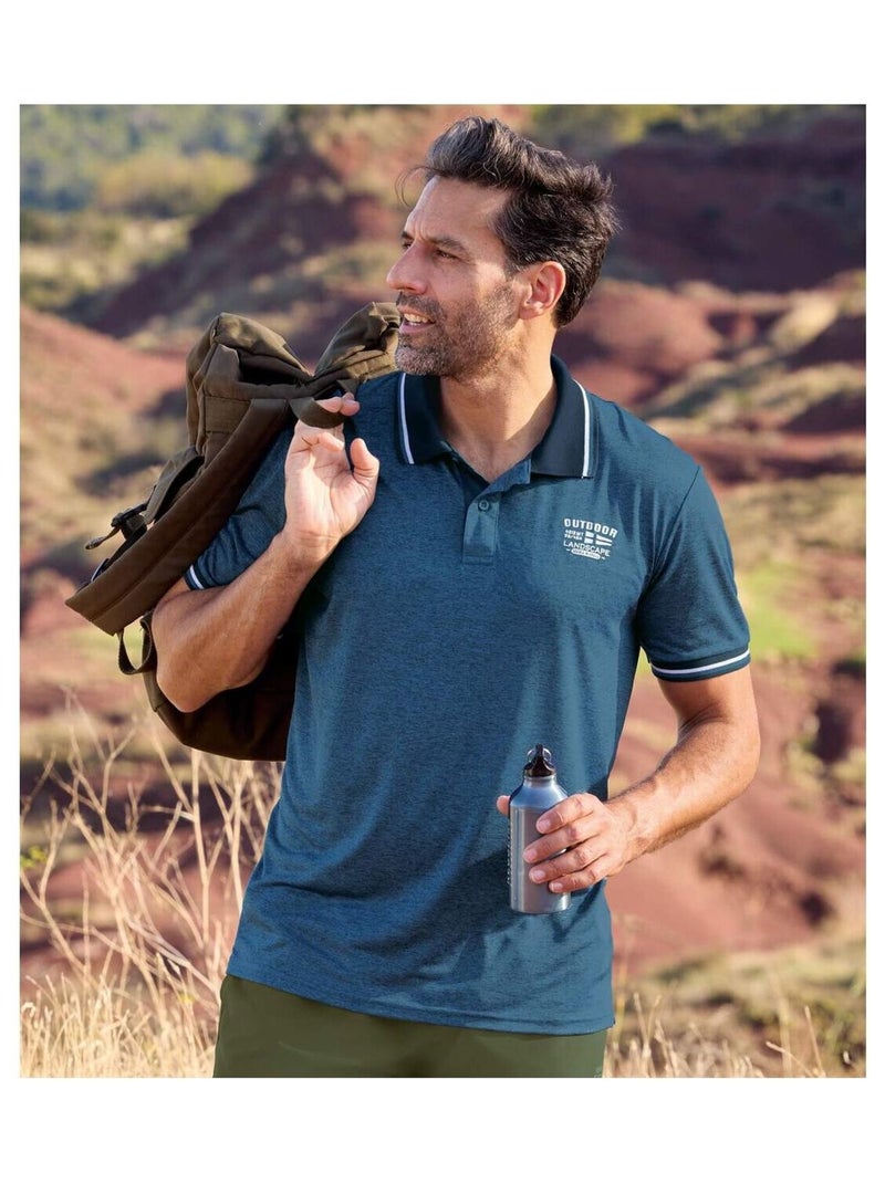 Lot de 2 Polos Fluides Outdoor   - ATLAS FOR MEN Bleu Vert - Kiabi