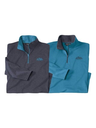 Lot de 2 Polos Jersey Col Zippé  - Atlas For Men