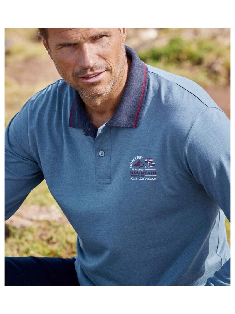 Lot de 2 Polos Jersey Mountain   - ATLAS FOR MEN Bleu Bordeaux - Kiabi