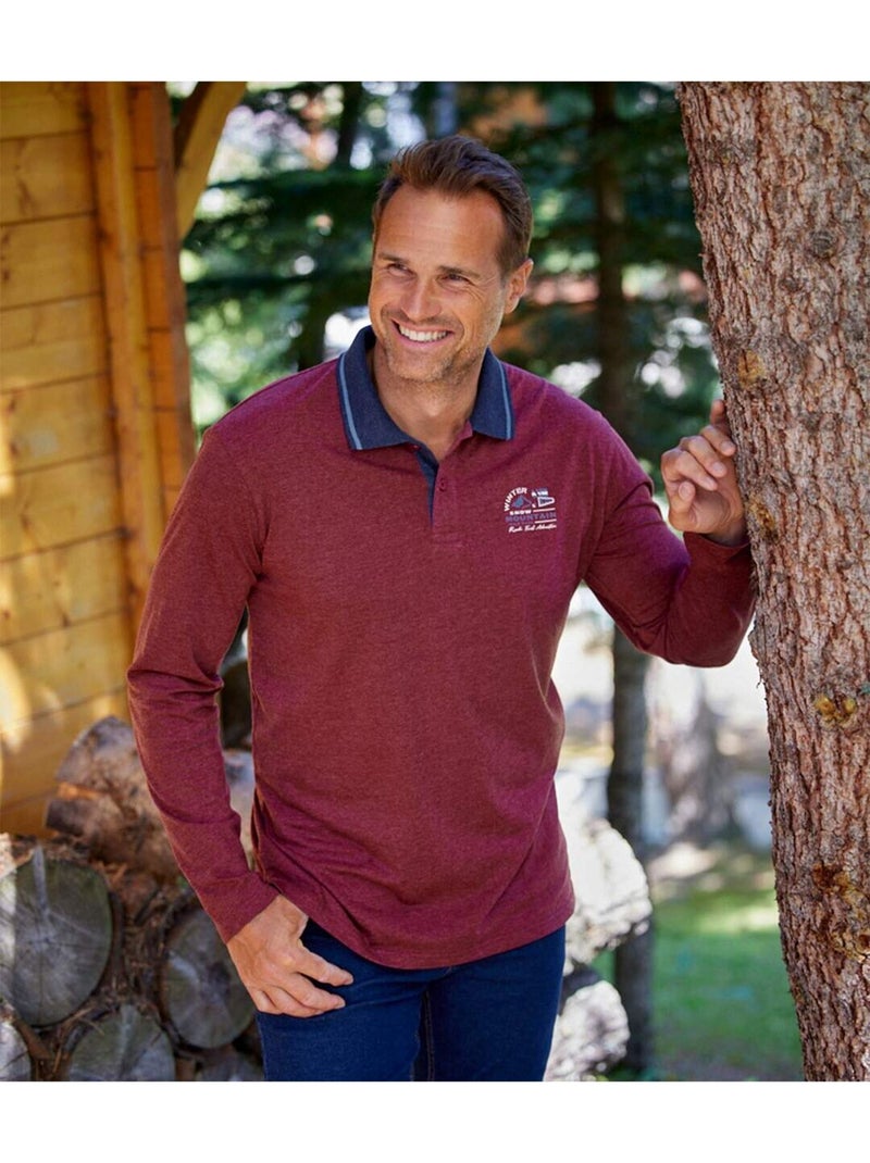 Lot de 2 Polos Jersey Mountain   - ATLAS FOR MEN Bleu Bordeaux - Kiabi