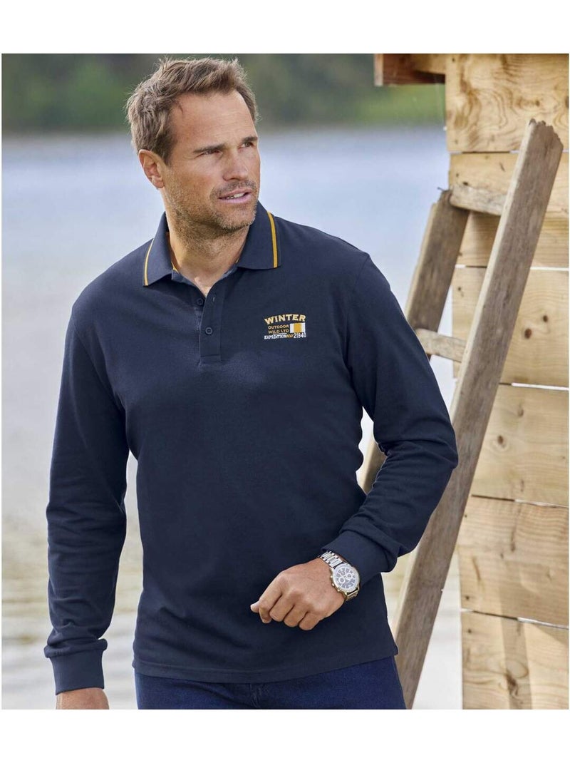 Lot de 2 polos maille piquée winter  - atlas for men Bleu Blanc - Kiabi