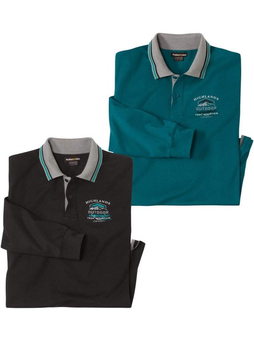 Lot de 2 Polos Manches Longues   - ATLAS FOR MEN - Kiabi