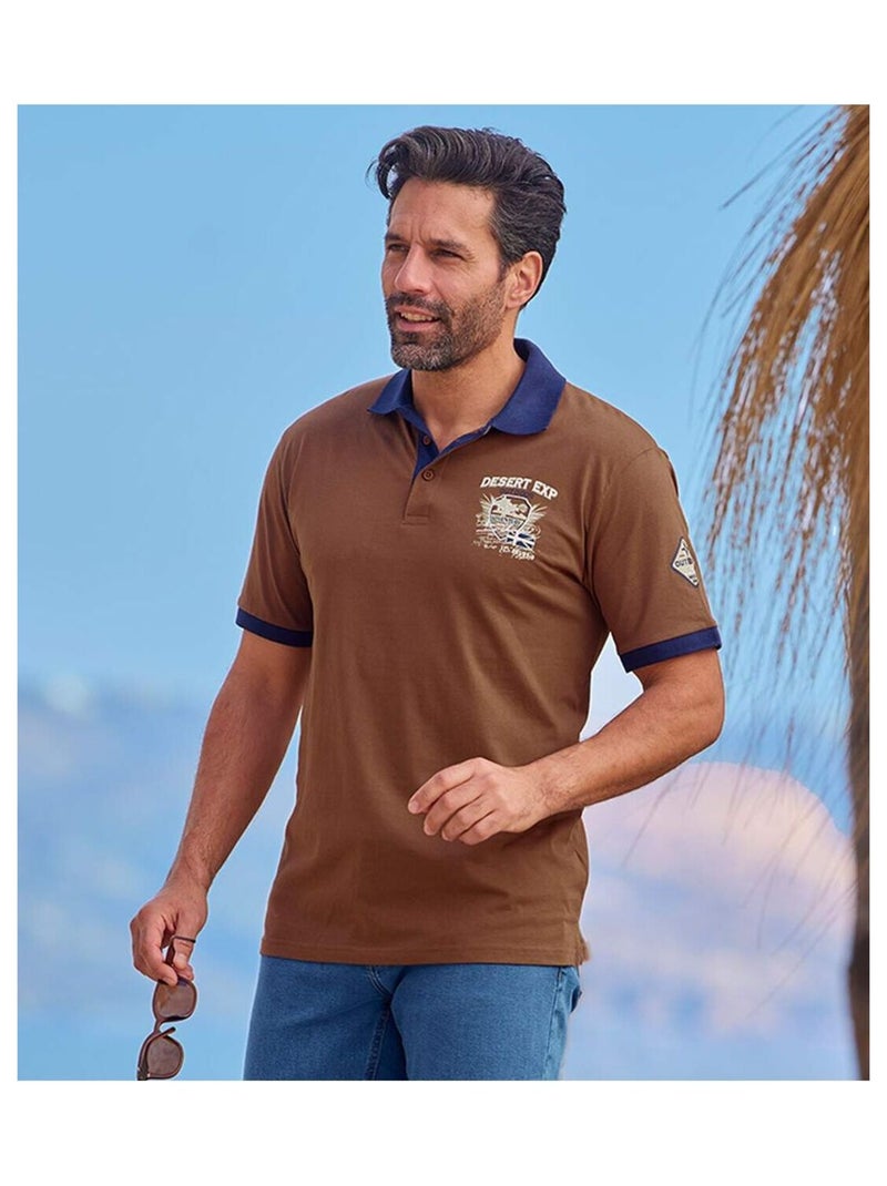 Lot de 2 Polos Outdoor Désert  - ATLAS FOR MEN Blanc Marron - Kiabi